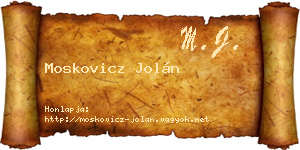 Moskovicz Jolán névjegykártya